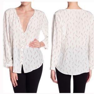 Joie Silk Champagne Flute Printed Blouse